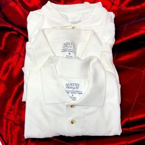 3 Men’s M NEW 100% cotton white polo shirts